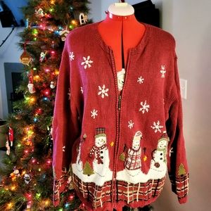 Cabin Creek Red Snowmen Christmas Sweater